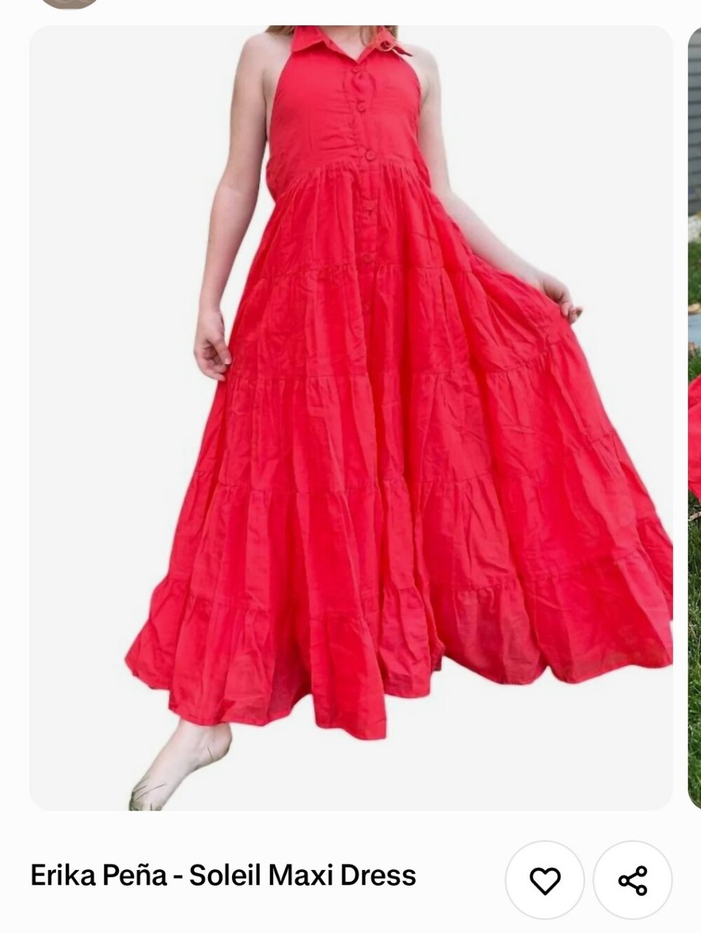 Erika Peña Girls 10-12 Coral Red Tiered Soleil  Maxi Dress